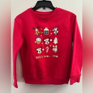 NWT. Disney Red Christmas Crew Kids Sweatshirt. Size 8